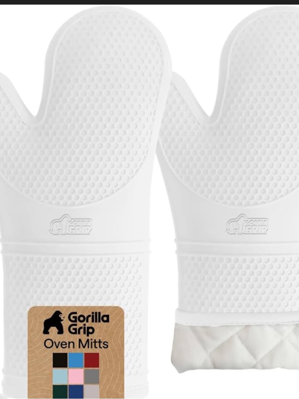 Gorilla Grip Black Silicone Oven Mitts and Pot Holders Set - 4 Piece